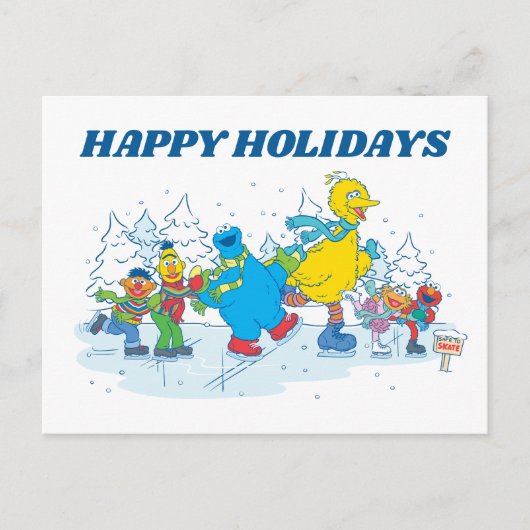 セサミストリート |アイススケートで滑るの友人 ポストカード (正面)