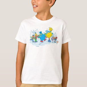 セサミストリート アイススケートで滑るの友人 Tシャツ