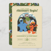 セサミストリート |アドベンチャー開始誕生日 招待状 (正面/裏面)