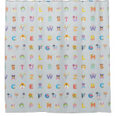 セサミストリート |アルファベット文字 シャワーカーテン (正面)