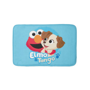 セサミストリート エルモとタンゴのバッジ バスマット