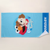 セサミストリート |エルモとタンゴのバッジ ビーチタオル (正面)