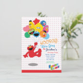 セサミストリート |エルモとパル – 誕生日バルーン 招待状 (スタンド正面)