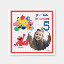 セサミストリート |エルモとパール – 誕生日バルーン スタンダードカクテルナプキン