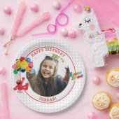 セサミストリート |エルモとパール – 誕生日バルーン ペーパープレート (パーティー)