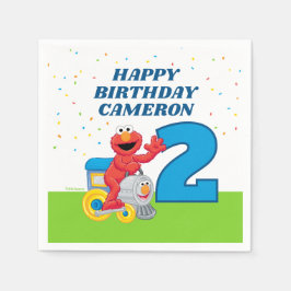 セサミストリート エルモのチュッガチュッガ2歳の誕生日 スタンダードカクテルナプキン