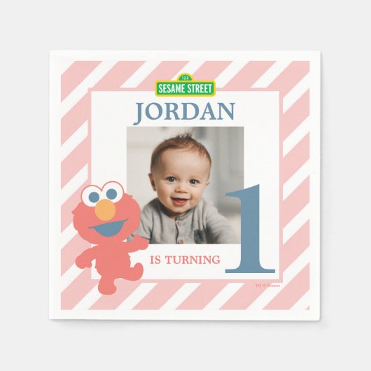 セサミストリート | エルモファースト誕生日ペーパーナプキン スタンダードカクテルナプキン (正面)