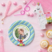 セサミストリート | エルモボーイズ誕生日 ストライプの ペーパープレート (パーティー)