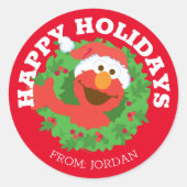 セサミストリート |エルモメリークリスマスギフトラベル ラウンドシール (正面)