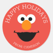 セサミストリート |エルモメリークリスマスギフトラベル ラウンドシール (正面)