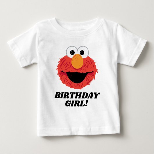 セサミストリート |エルモ誕生日ガール ベビーTシャツ (正面)