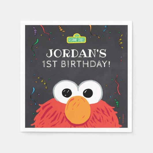 セサミストリート |エルモ誕生日チャルクボード スタンダードカクテルナプキン (正面)