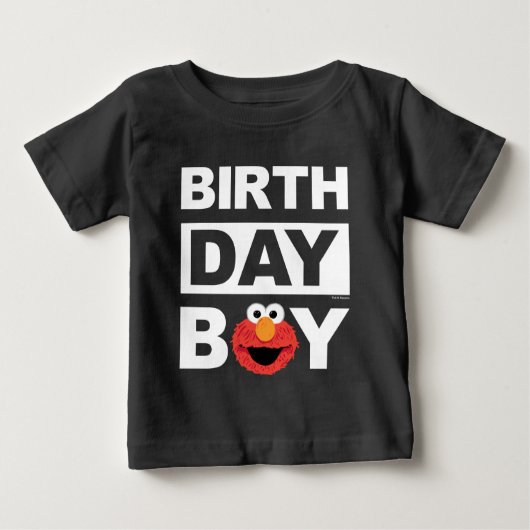 セサミストリート |エルモ誕生日誕生日ボーイ ベビーTシャツ (正面)