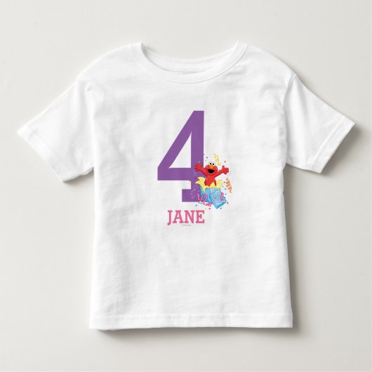 セサミストリート |エルモ・ガールの4歳の誕生日 トドラーTシャツ (正面)