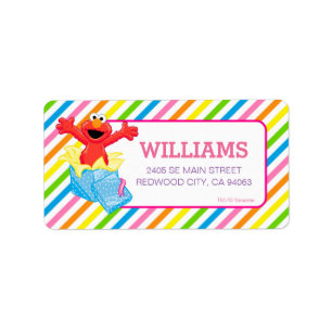 セサミストリート  エルモ・ガールズ・レインボストライプのー ラベル