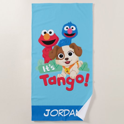 セサミストリート |エルモ&グローバーのタンゴ ビーチタオル (正面)