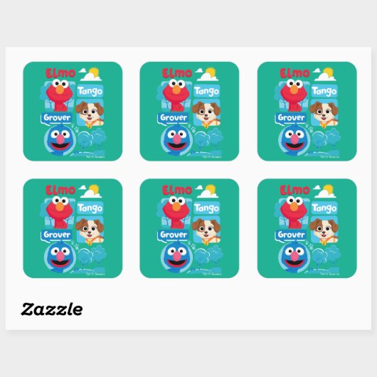 セサミストリート |エルモ・タンゴ・グローバーパークの図 スクエアシール (シート)