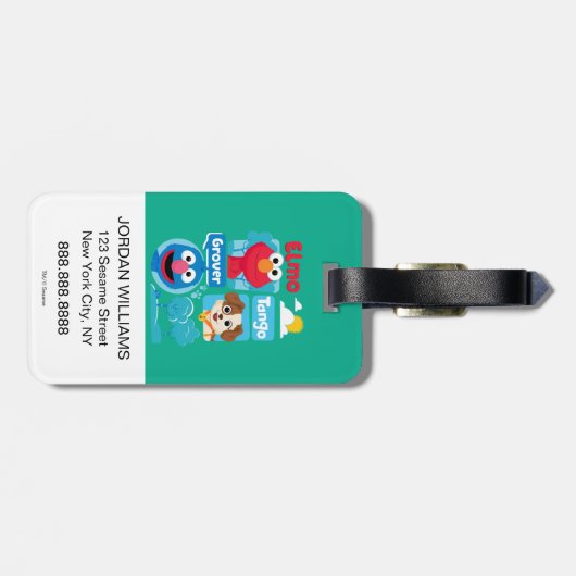 セサミストリート |エルモ・タンゴ・グローバーパークの図 ラゲッジタグ (裏面横)