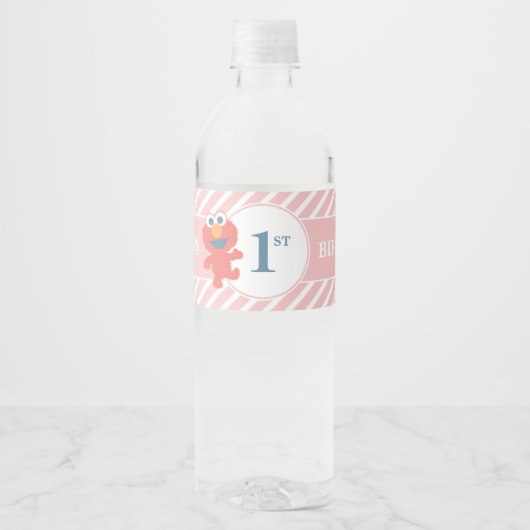 セサミストリート |エルモ – ピンク誕生日ボトルラベル ペットボトルラベル (正面)