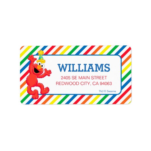 セサミストリート |エルモ – レインボー誕生日 ラベル (正面)