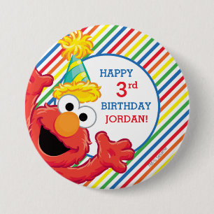 セサミストリート  エルモ – レインボー誕生日 缶バッジ
