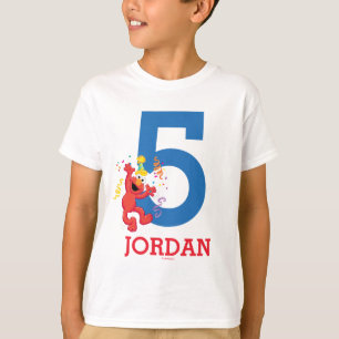 セサミストリート  エルモ – レインボー5誕生日 Tシャツ