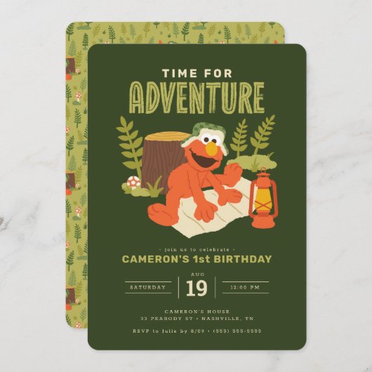 セサミストリート – エルモ |冒険の時間 招待状 (正面/裏面)