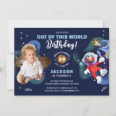 セサミストリート | エルモ - 宇宙誕生日写真 招待状 (正面)