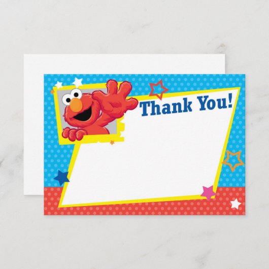 セサミストリート |エルモ – 水玉模様&スターズありがとう ノートカード (正面/裏面)