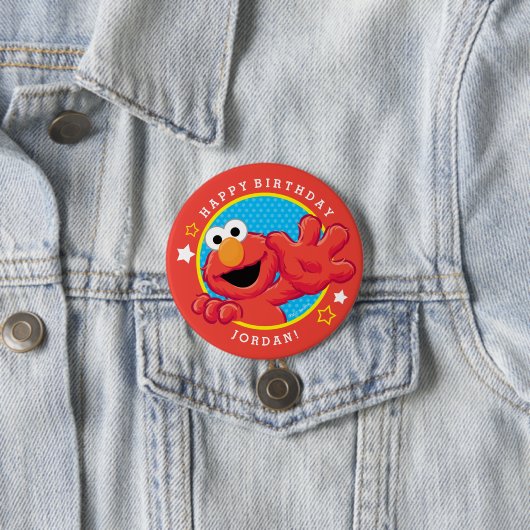 セサミストリート |エルモ – 水玉模様&スター誕生日 缶バッジ (インサイチュ)