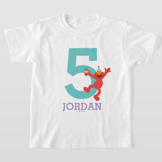 セサミストリート |エルモ – 紙吹雪5誕生日  Tシャツ (レイダウン)