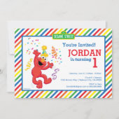 セサミストリート |エルモ – 虹の第1誕生日 招待状 (正面)