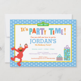 セサミストリート  エルモ – 誕生日カップケーキ招待状 招待状