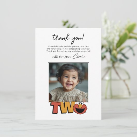 セサミストリート | エルモ - 2歳の誕生日お礼メッセージカード サンキューカード (スタンド正面)