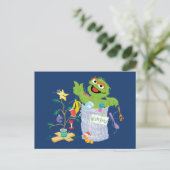 セサミストリート |オスカー – クリスマスツリー ポストカード (スタンド正面)