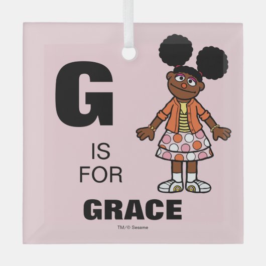 セサミストリート |ガブリエルお名前を追加 ガラスオーナメント (正面)