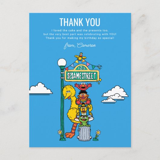 セサミストリート キャラクター & ストリート サイン ありがとう P ポストカード (正面)