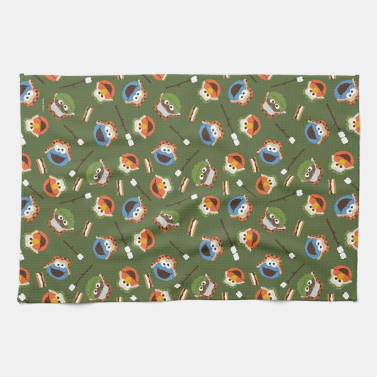セサミストリート |キャンプは友達と一緒におもしろいを楽しむ キッチンタオル (横)