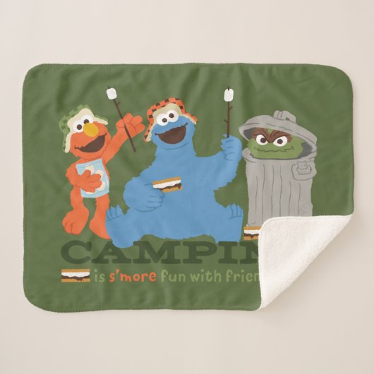 セサミストリート |キャンプは友達と一緒におもしろいを楽しむ シェルパブランケット (正面(横))