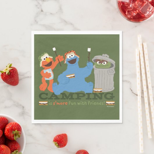 セサミストリート |キャンプは友達と一緒におもしろいを楽しむ スタンダードランチョンナプキン (インサイチュ)