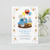 セサミストリート | クッキーモンスターの誕生日ケーキ 招待状 (スタンド正面)