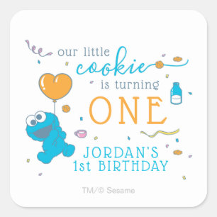 セサミストリート クッキーモンスター1歳の誕生日 スクエアシール