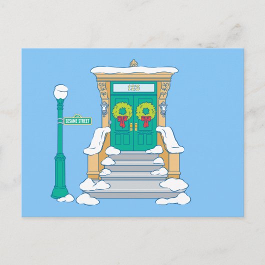 セサミストリート |クリスマス・ドアステップ ポストカード (正面)