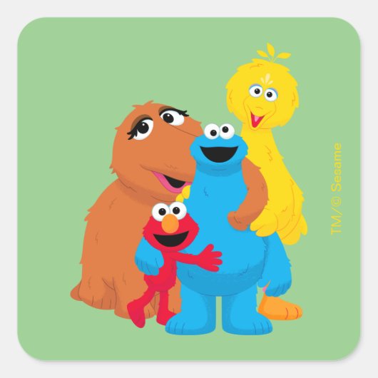 セサミストリート |グループ・ハグ スクエアシール (正面)