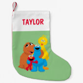 セサミストリート |グループ・ハグ |名前の追加 スモールクリスマスストッキング (正面)