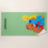 セサミストリート |グループ・ハグ |名前の追加 ビーチタオル (正面)