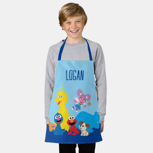 セサミストリート |ゴマカラフルストリートパール エプロン (着用した状態)