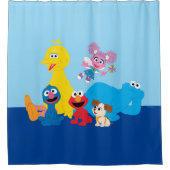 セサミストリート |ゴマカラフルストリートパール シャワーカーテン (正面)