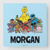 セサミストリート |ゴマパールあなたの名前を追加 スクエア壁時計 (正面)