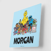 セサミストリート |ゴマパールあなたの名前を追加 スクエア壁時計 (傾斜)